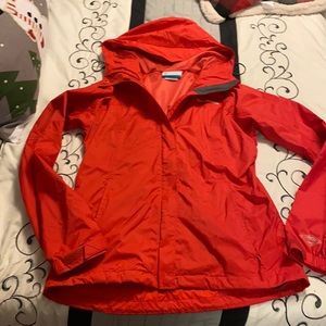 Womans coral Columbia rain jacket small